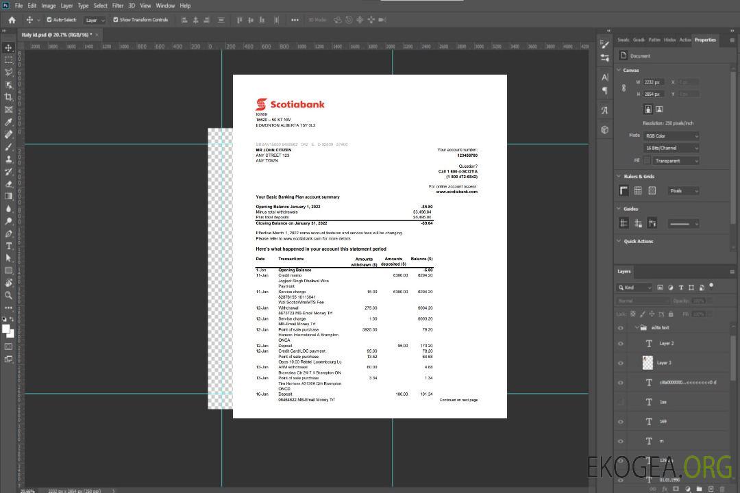 Australie Relevé de la Banque Scotia 2 pages xls template Australie Relevé de la Banque Scotia 2 pages xls template